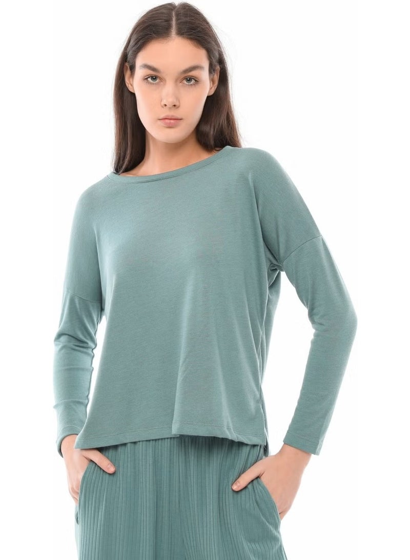 Defy's Women's Slit Detail Long Sleeve T-Shirt - Image 4